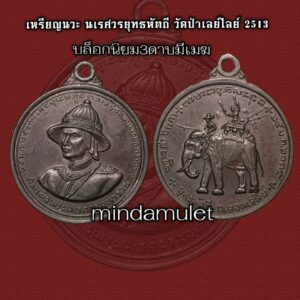 เหรียญนวะ นเรศวร รุ่นยุทธหัตถี วัดป่าเลย์ไลย์ ปี 2513 สวยมาก